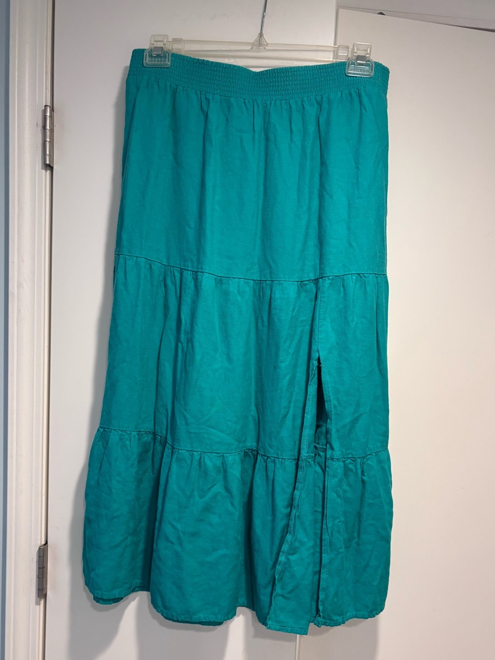 Loft Green Tiered Maxi Skirt